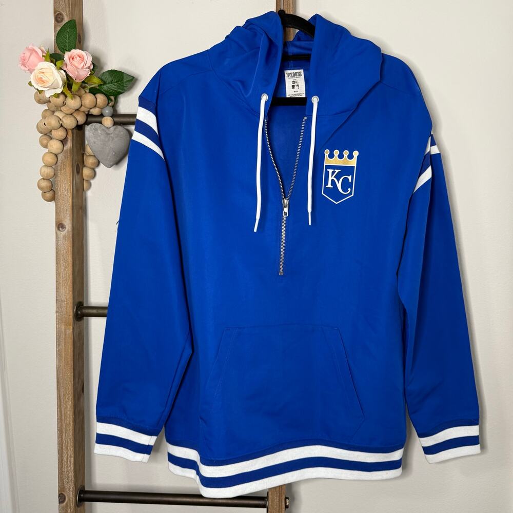 PINK Victoria's Secret KC Crown Blue Half-Zip Hoodie